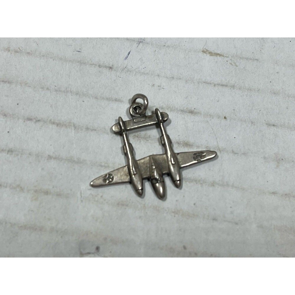 WWII WW2 Vintage Sterling Silver 925 US World War ll Airplane Charm Pendant